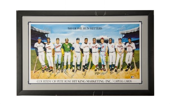 500 Home Run Club Framed Poster Signed By (11) Including Mantle and Williams